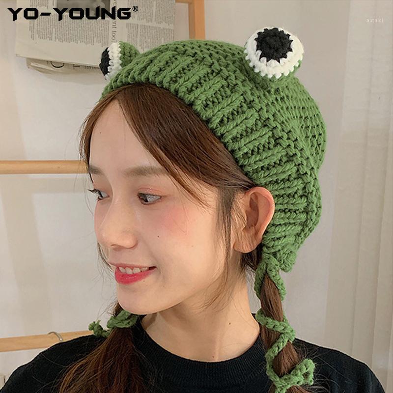 

Kawaii Winter Womens Knitted Hat Beanie Cute Frog Eye Womens Winter Hat Beanie Warm For Girls Skullies Beanies1
