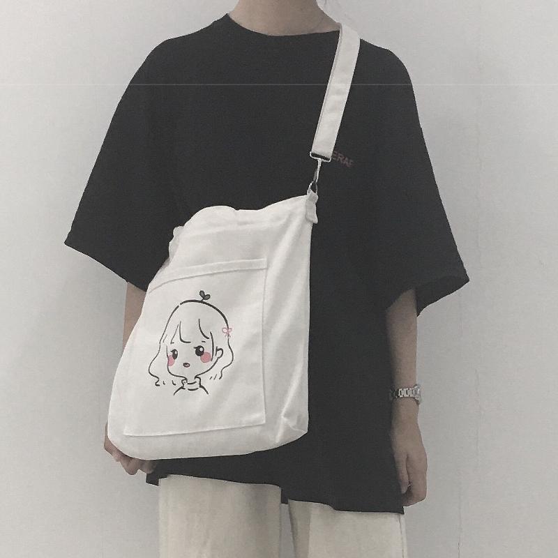 

Shopping Bag Art Oil Painting Graphic Canvas Shoulder Bag Cute Female Harajuku Ulzzang Grunge Tote Shopper