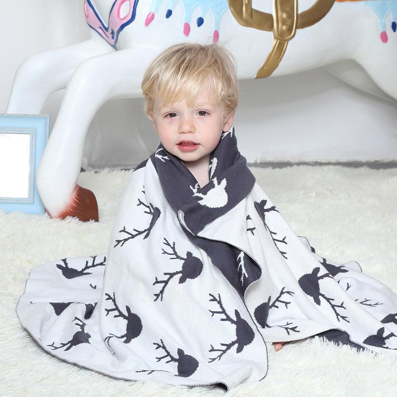 

2020 Cartoon Goat Knitted Kids Blanket Soft Cotton Christmas Newborn Baby Swaddle Blanket Adult Sofa Bedding Car Throw 100X130cm1