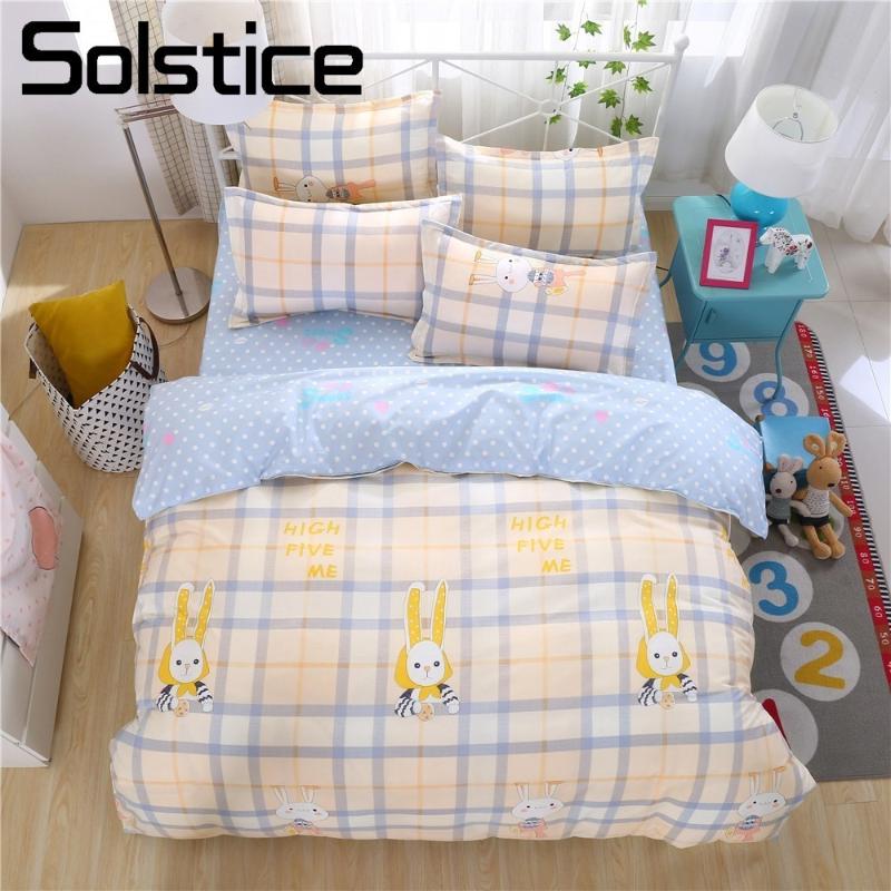 

Solstice Home Textile Naughty Lovely Pattern Printing Solid Color Bedding Sets Duvet Cover Pillowcase Bed Sheets 3/4pcs