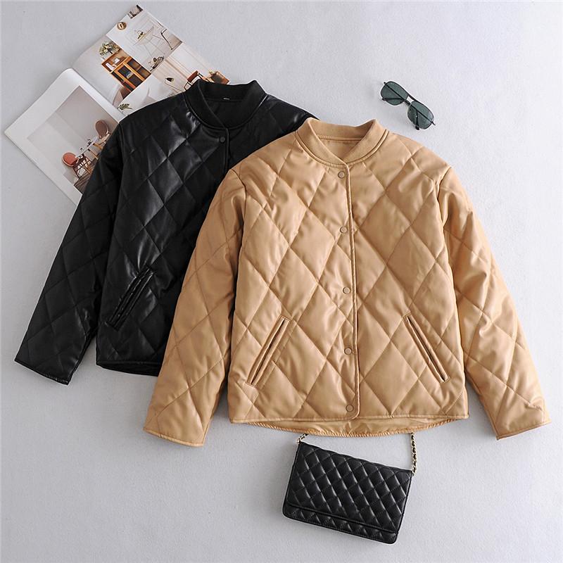 

BLSQR Black PU Leather Hooded Parkas Women Fashion Single-Breasted Leather Coats 2020 Elegant Jackets Female Ladies