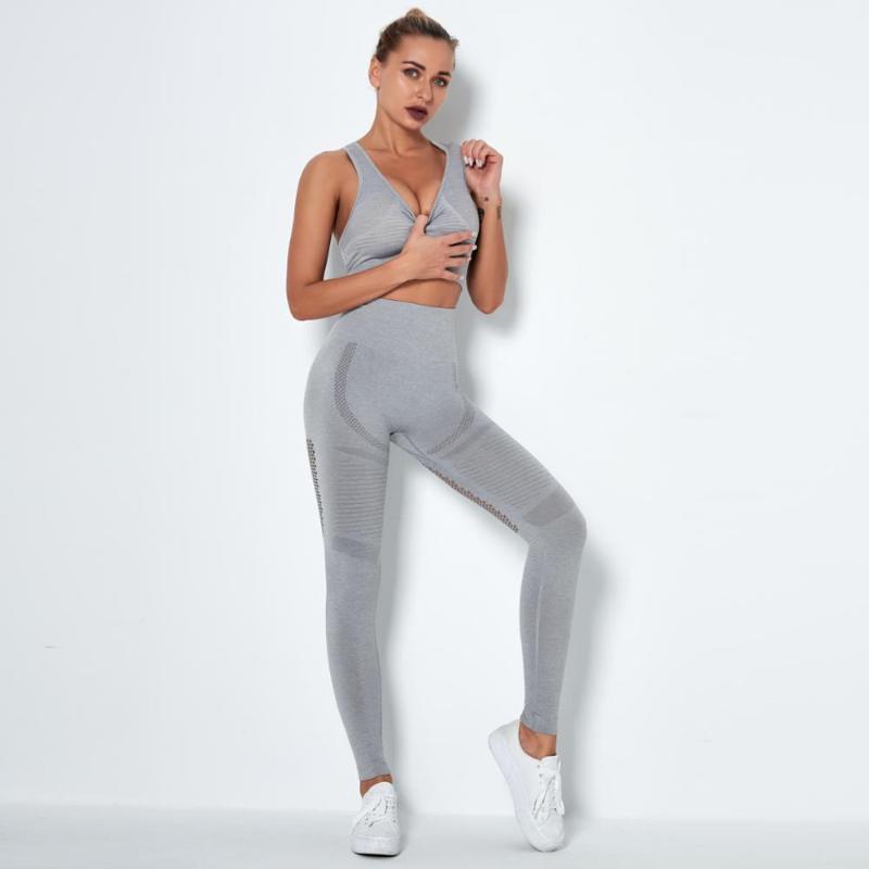 

Sport Bras+Gym Leggings Sets Women Sweat Suit Work Out Clothing Fitness Crop Top High Waist Pants Tracksuit Seamless Yoga Set1, Black