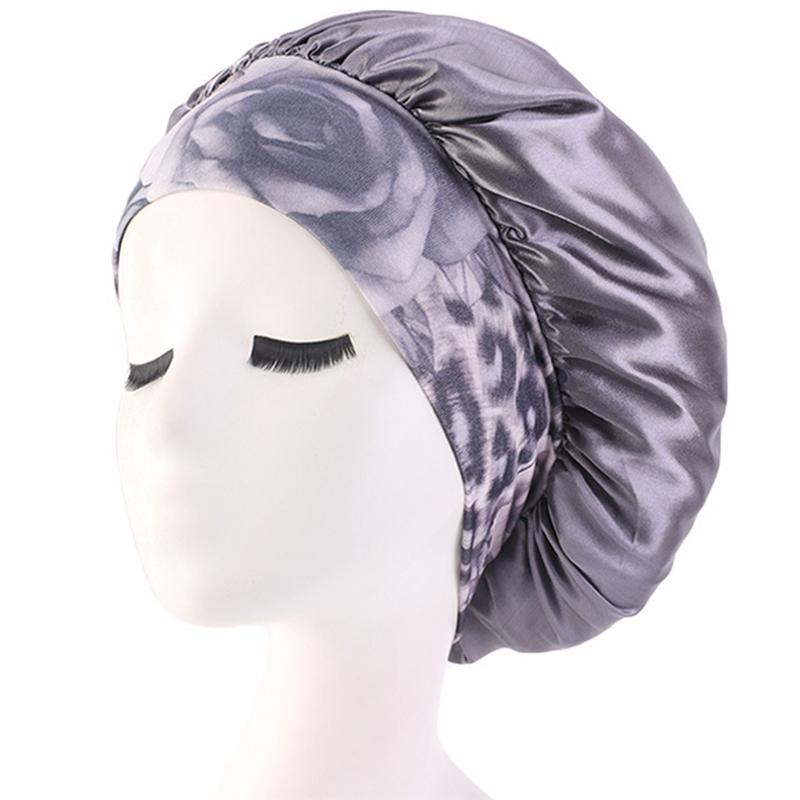 

Sleeping Caps Women'S Satin Solid Wide-Brimmed High-Elastic Sleeping Hat Night Sleep Cap Hair Care Bonnet Nightcap 2020, Wine red