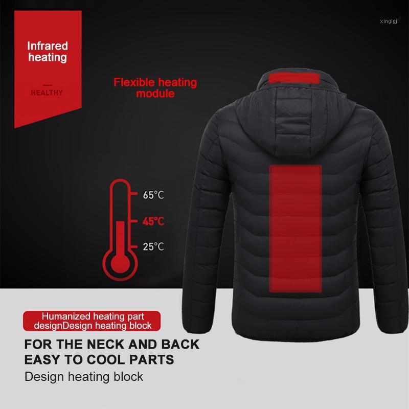 

2020 Adjustable USB Electric Heated Outwear Outdoor Skiing Temperature Coats Winter Warm Waterproof Hiking Mountaineering Hoodie1, Black