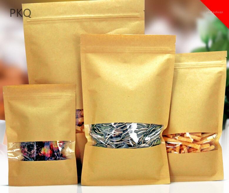 

100pcs Kraft Paper Bag Bag with Window Event Party Gift Bags Packaging Candy Birthday Gift Pouches 6 Sizes1