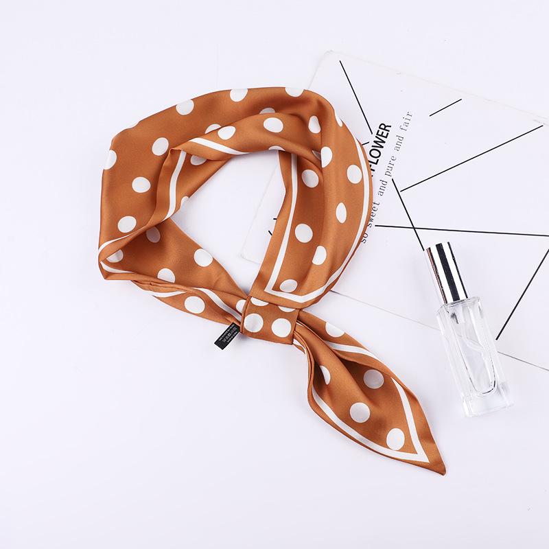 

WOMEN SILK SCARF Vintage Polka Dot Double-Sided Dot Tied Ribbon Narrow Scarves Hand Bag Ribbon Straps Hair Female YELLOW
