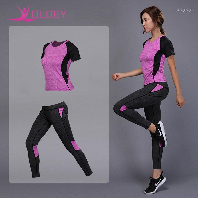 

2020 New Hot Women' Sportswear Yoga Set Fitness Gym Clothes Running Tennis Shirt Pants Yoga Leggings Jogging Workout Sport Suit1, Green 2pcs set