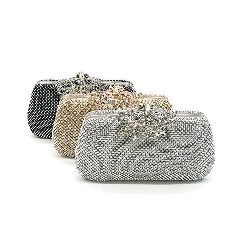 

Crystal women bridal wedding evening party flower clutches fashion women evening party shoulder bag crystal cross body bag, Gold clutch