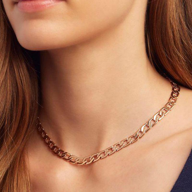 

Link chain choker necklace gold color for women punk clavicle chain necklace fashion 2020