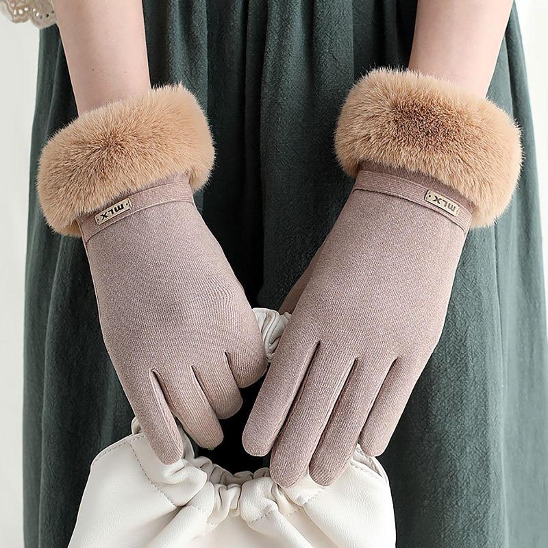 

Women Autumn Winter Full Finger Cycling Riding Gloves Thicken Student Mittens