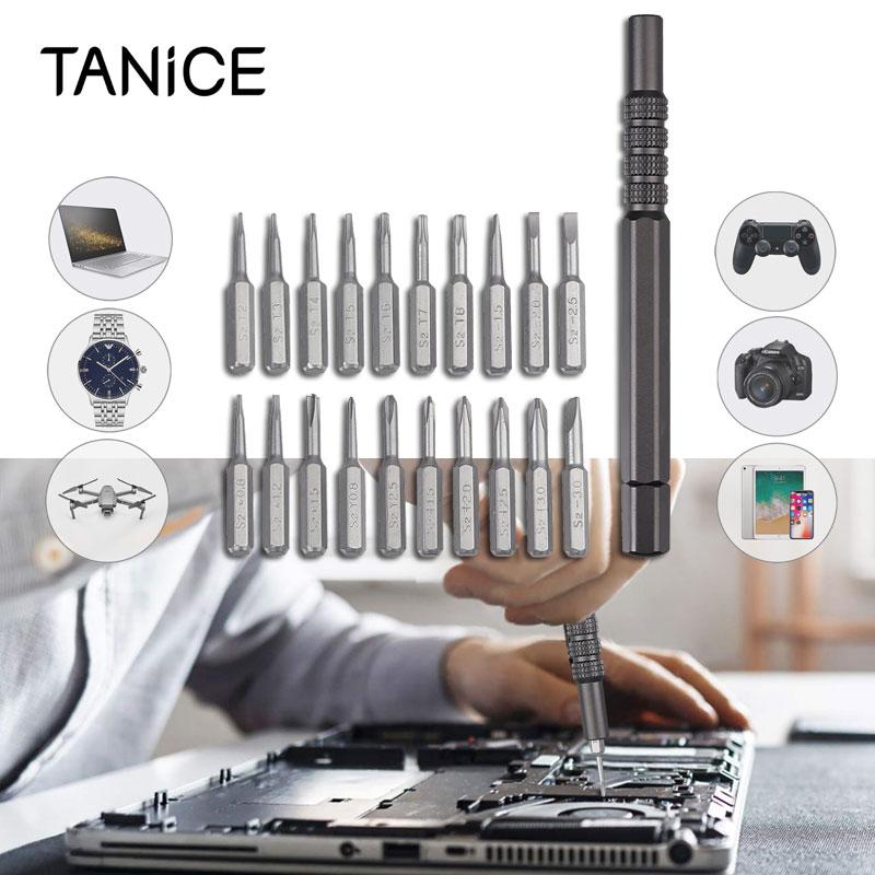 

TANiCE 21 in 1 Mini Precision Screwdriver Batch Header Set Patented S2 Extended Tool Flathead Torx Head Repair Tool Kit