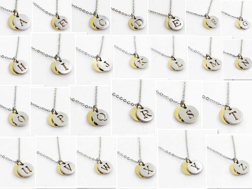 

Stainless Steel Alphabet Necklaces Round Coin A-Z Letter Necklace Jewelry Initial Necklace Women Men Jewelry 50cm chain