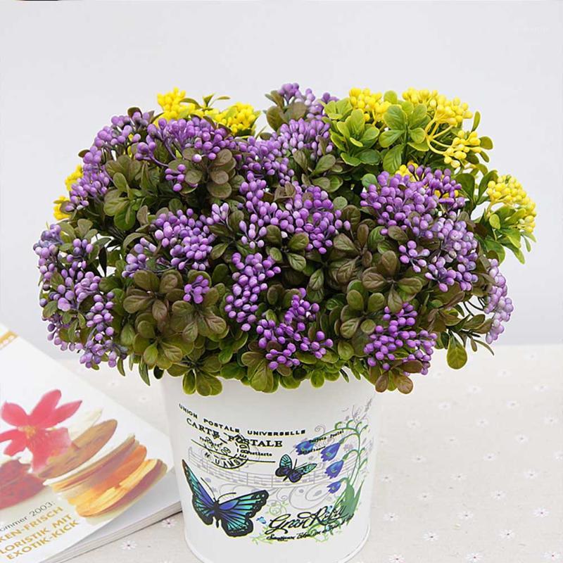

1 bundle Simulation flower fake rice fruit plant green grass Wedding home Christmas decoration cheap artificial flowers Stamens1, Purple