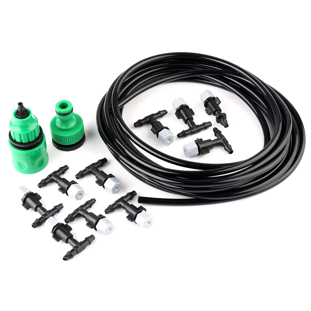 

5M Outdoor Garden Misting Cooling System 10 Plastic Mist Nozzle Sprinkler 1/4 inch Hose Garden Lawn Water Micro Irrigation Pipe