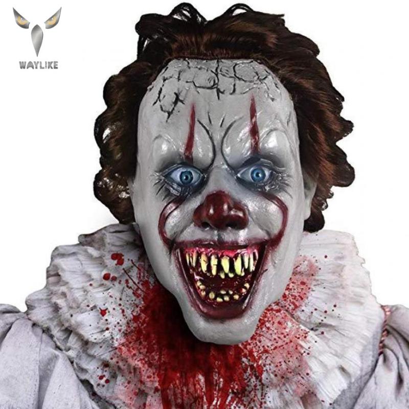 

Party Masks Waylike Horror Clown Mask Halloween Costume Creepy Scary Decoration Props Pennywise