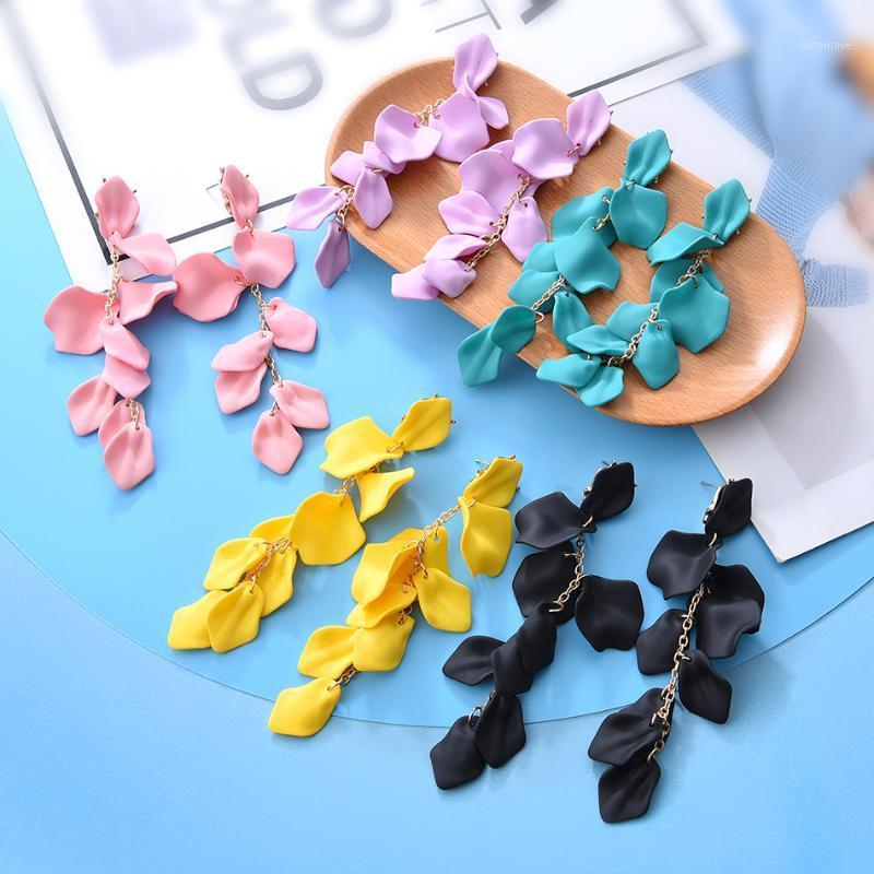 

Ztech Flower Long Tassel Dangle Drop Earrings for Women Wedding Bridal Party Purple Petal Korean Earrings Statement Jewelry1