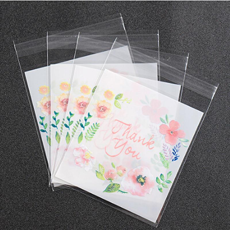 

100 Pcs 4 Sizes Thank You Candy Cookie Bags Wedding Birthday Party Craft Self-adhesive Plastic Biscuit Packaging Gift Bag