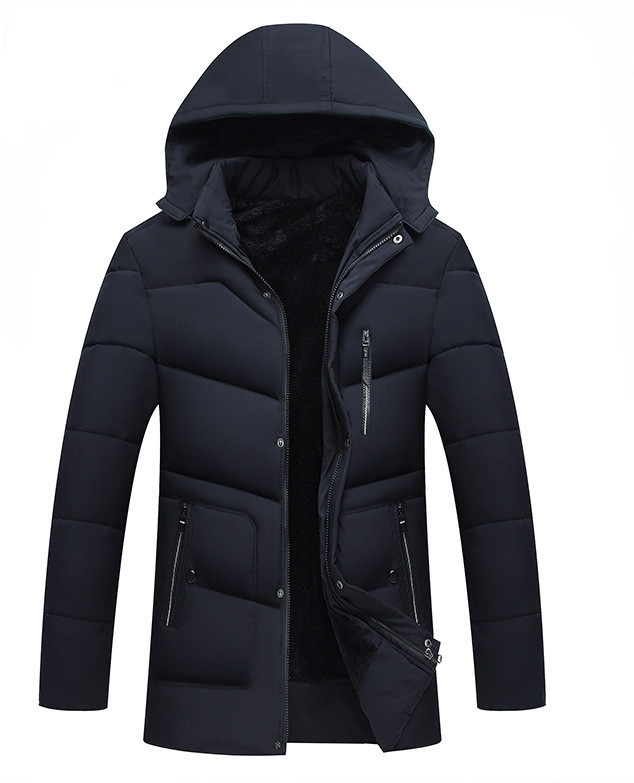 

2021 Brand Men's Jackets Cotton Padded Clothes Warm Overcoat for Male Padded Jacket Hooded Outer Wear Clothing Garment, Navy