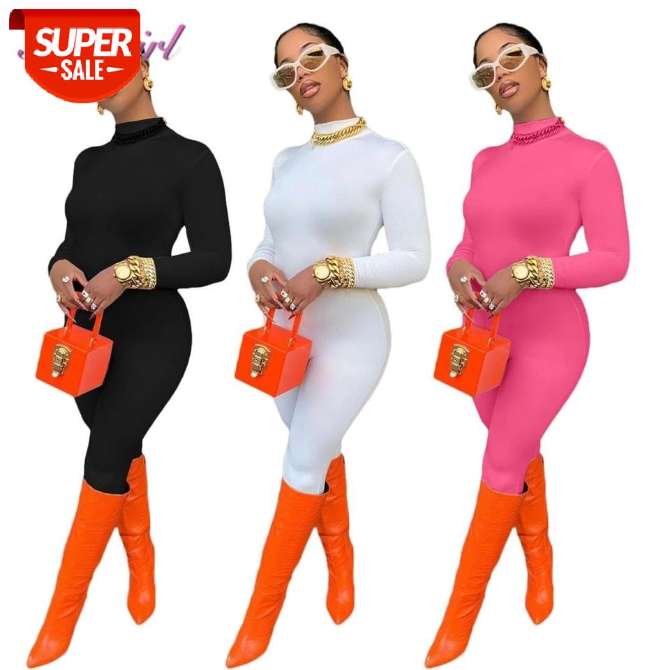 

Women Fitness Rompers Causal Plain Color Long Sleeve Turtleneck Bodycon Sport Jumpsuit One Piece Outfit Active Playsuit Overalls #586e, Black;white