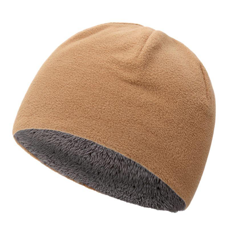 

Unisex Fleece Hat Winter Warm Velvet Thick Hooded Cap Windproof Cycling Sports Running Mountaineering Cap, Khaki