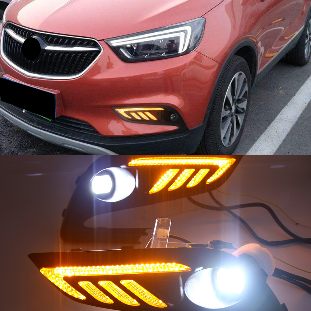 

1 Pair LED DRL Daytime Running Lights turn signal Daylight Fog lamp For Buick Encore Opel mokka 2017 2018