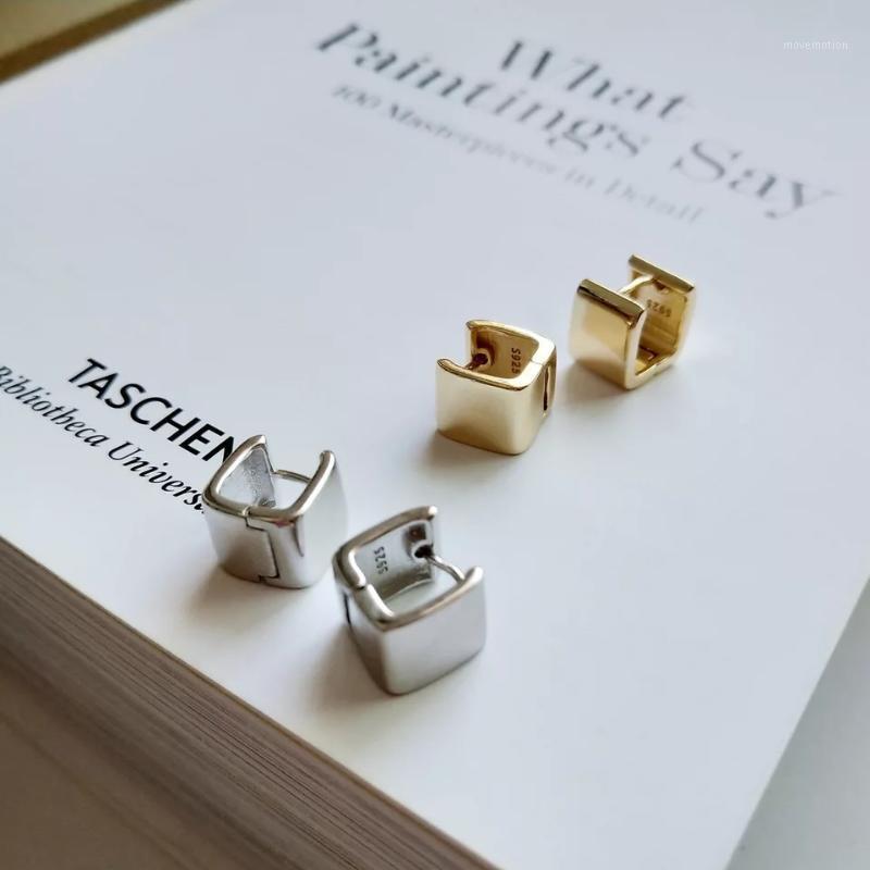 

925 sterling silver earrings square wide version earrings ear bone ear buckle wild simple fashion men women silver jewelry1