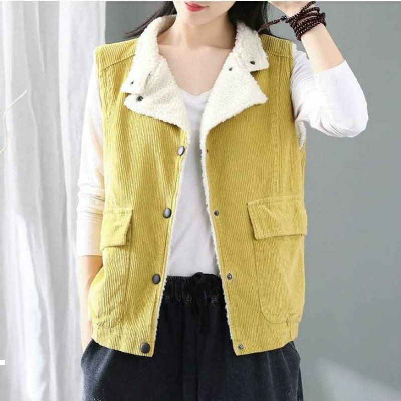 

New Autumn 2021 women Vintage velvet vests blazers sleeveless collar Solid female pockets y167 HQDJ, Lvse