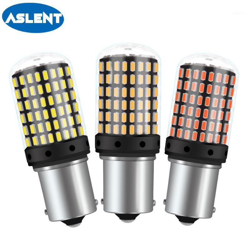 

ASLENT 1PCS 1156 BA15S P21W LED T20 7440 W21W W21/5W led Bulbs 3014 144smd CanBus BAU15S PY21W lamp For Turn Signal Light1, As pic