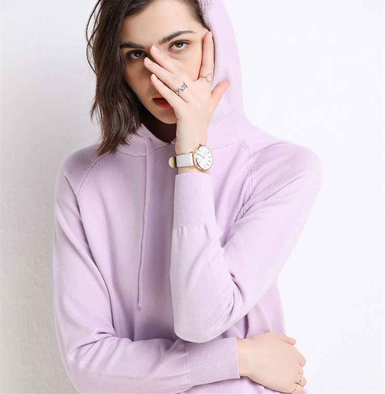 

2021 New Korean Knitted Cotton Hoodies Women Sweatshirts Spring Autumn Pullovers Warm Hooded Clothes T3lh, Mint