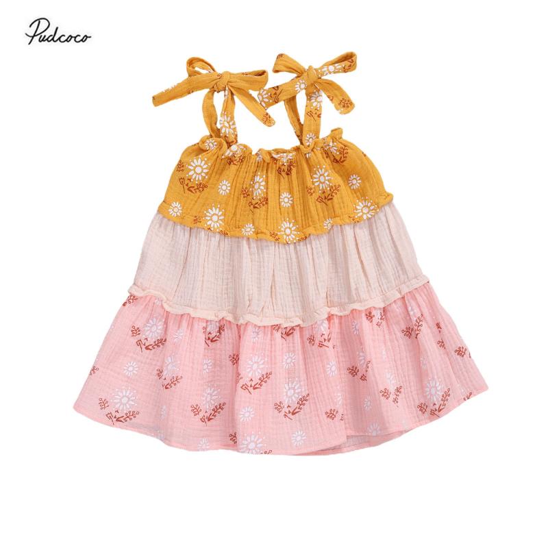 

Girl's Dresses Baby Summer Clothing Infant Kids Girls Cotton Linen Dress Spaghetti Strap Patchwork Casual Colorful Gown, Red;yellow