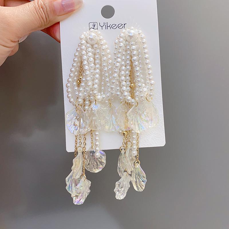 

Long pearl cross gold boho drop wooden earrings for women 2021 earnings aretes largos de mujer pendientes colgantes