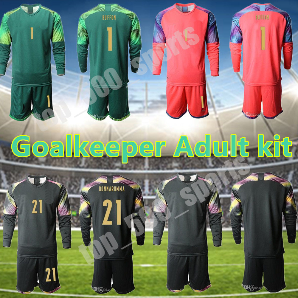 

2021 National Team Soccer Jersey Set #1 BUFFON #21 Donnarumma Goalkeeper Men Adult kit football Jersey Home Away Long Sleeve Shirts, Colour 3