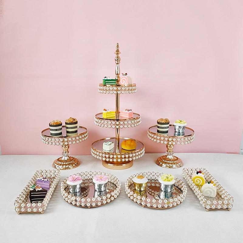 

Other Bakeware Pearl Cake Stand For Wedding Gold Color 12inch 3 Tiers Cupcake
