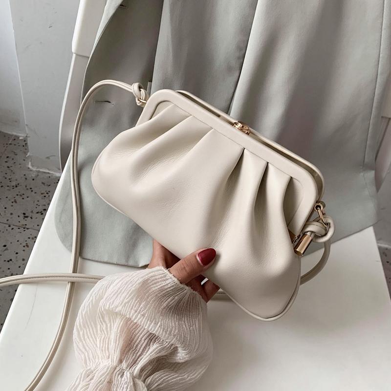 

Shape Clip Bag Small PU Leather Crossbody Bags For Women 2021 Summer Shoulder Handbags and Purses Lady Cross Body Bag, Beige