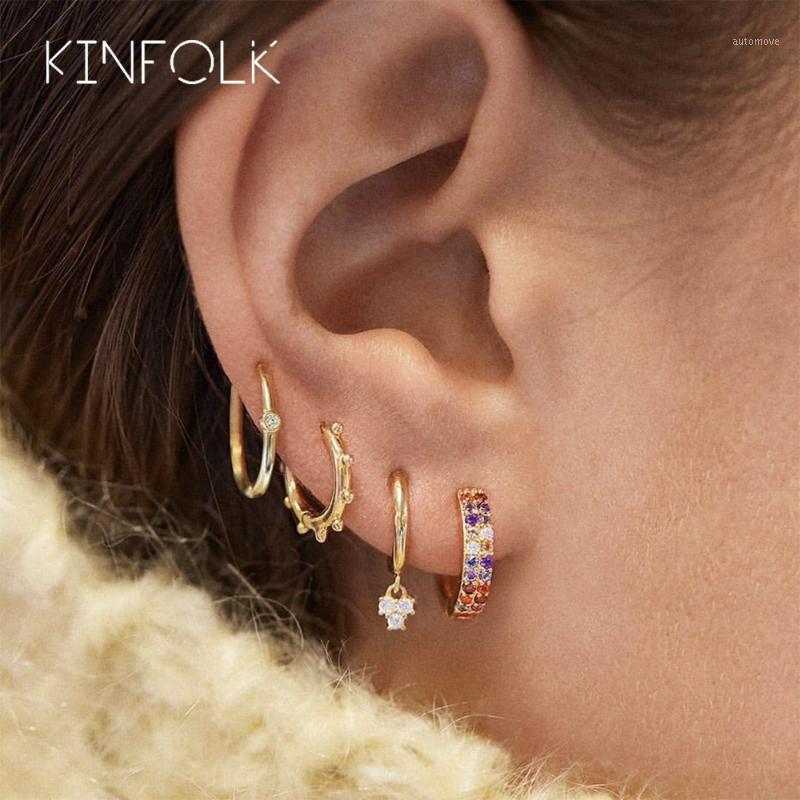 

KINFOLK Fashion Small Zircon Ear Piercing for Women Earring Colorful Initial Ear Buckle Hoop Earrings for Women Jewelry1
