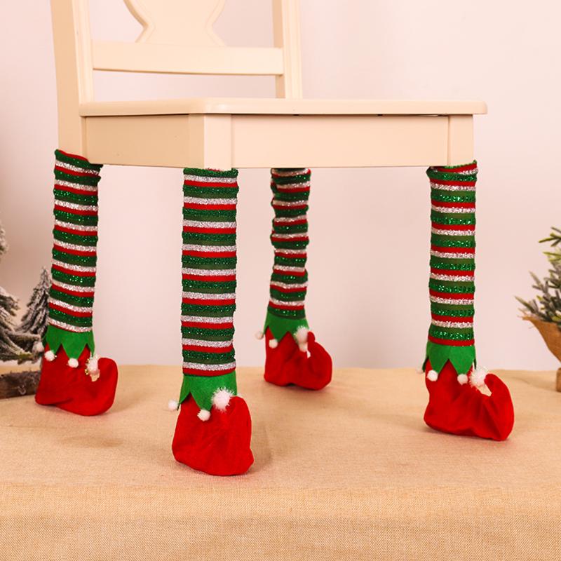 

Chair Foot Cover Festival Home Ornaments for Dining Room Kitchen Wedding Cloth Merry Christmas Table Leg Cover