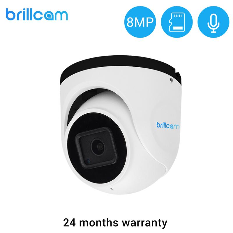 

Brillcam 4K/8MP UHD IR Dome IP Camera with 2.8mm Len PoE IP67 Weatherproof AI SD Recording Built in Microphone Surveillance Cam