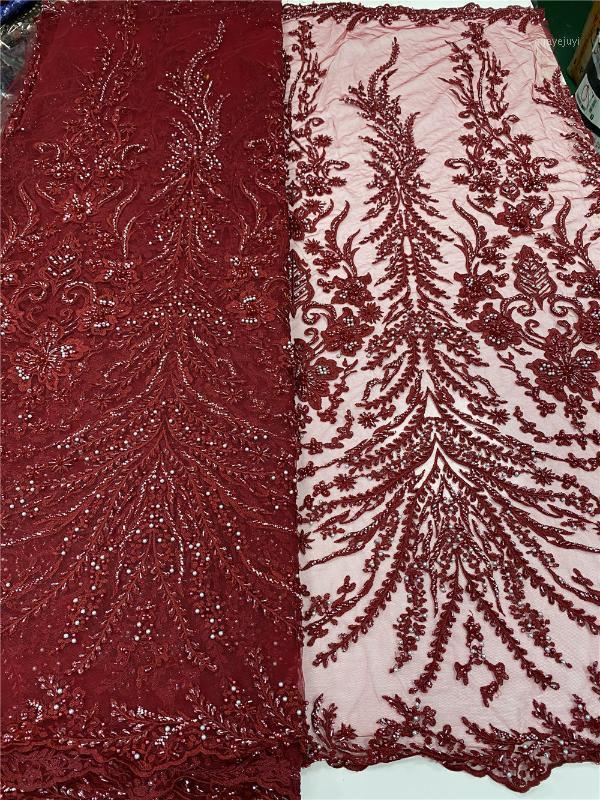 

French Handmade Beaded Lace Fabric 2020 High Quality African Lace Fabric Nigerian Embroidery Tulle Fabrics Sewing YA3218B-81