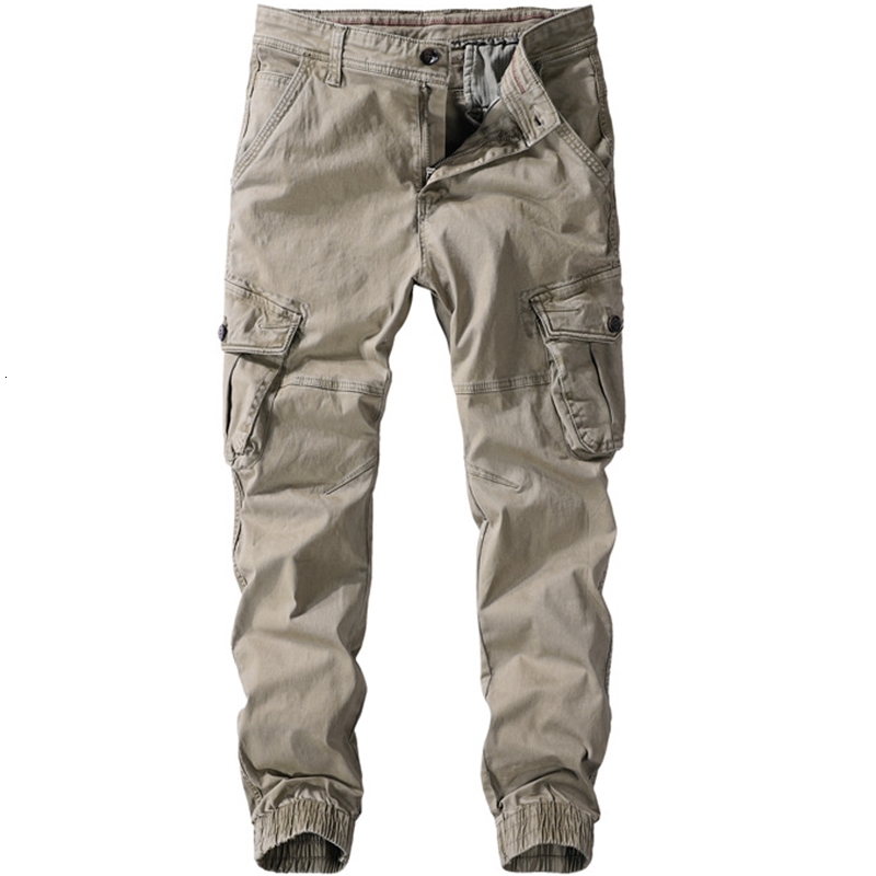 

2021 100% Pure Cotton Straight Sweatpants Ankle-length New Corridors Men's Casual, Solid Multi-pocket Pants 8xv6, Navy