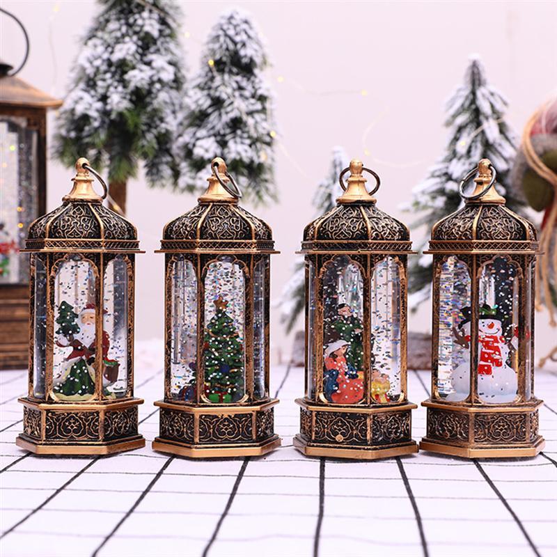 

Christmas Santa Snowman Decorative Lantern Retro LED Light Up Christmas Wind Lamp Night Light Xmas Festival Party Table Decor