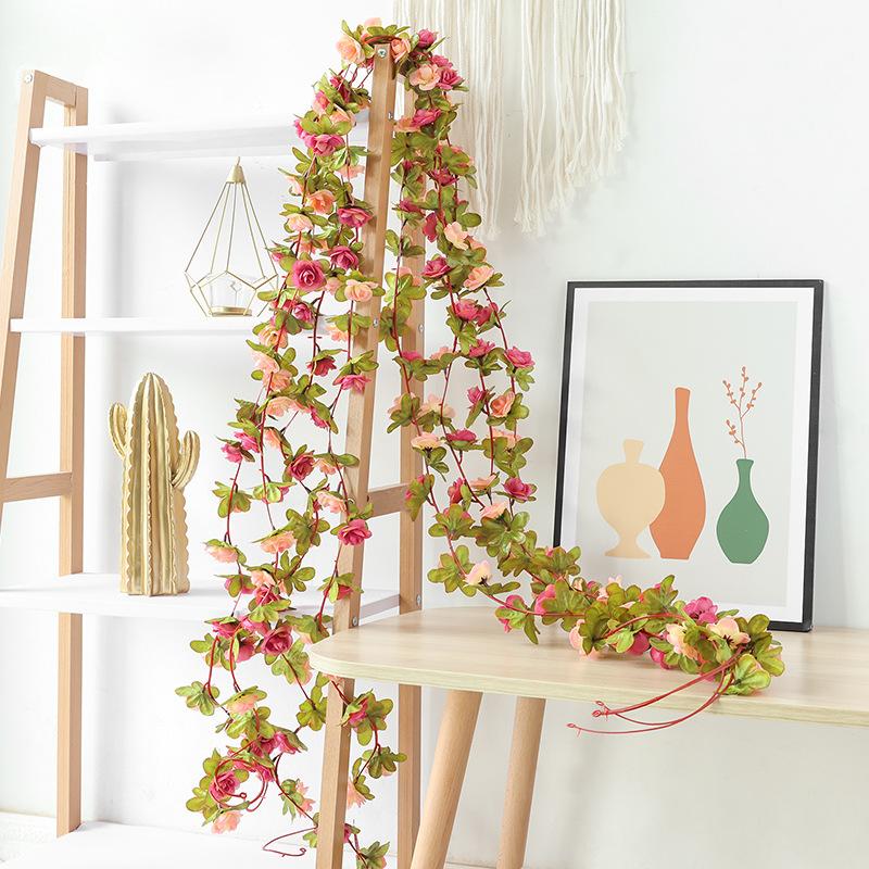 

Decorative Flowers & Wreaths 250CM Silk Artificial Rose Garland Plastic Vine For Wedding Home Room Wall Decoration Garden Arch DIY Arrange F