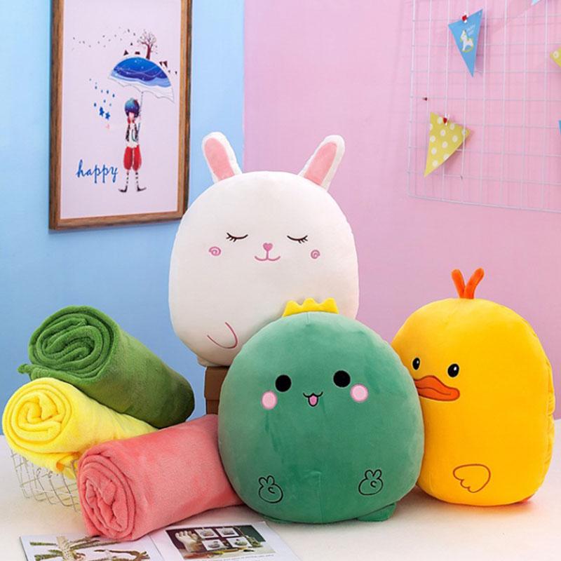 

Plush Toys Cartoon Cartoon Animal 2-in-1 Pillow and Blanket Combo Cute Air Conditioner Room Car Pillow BV789