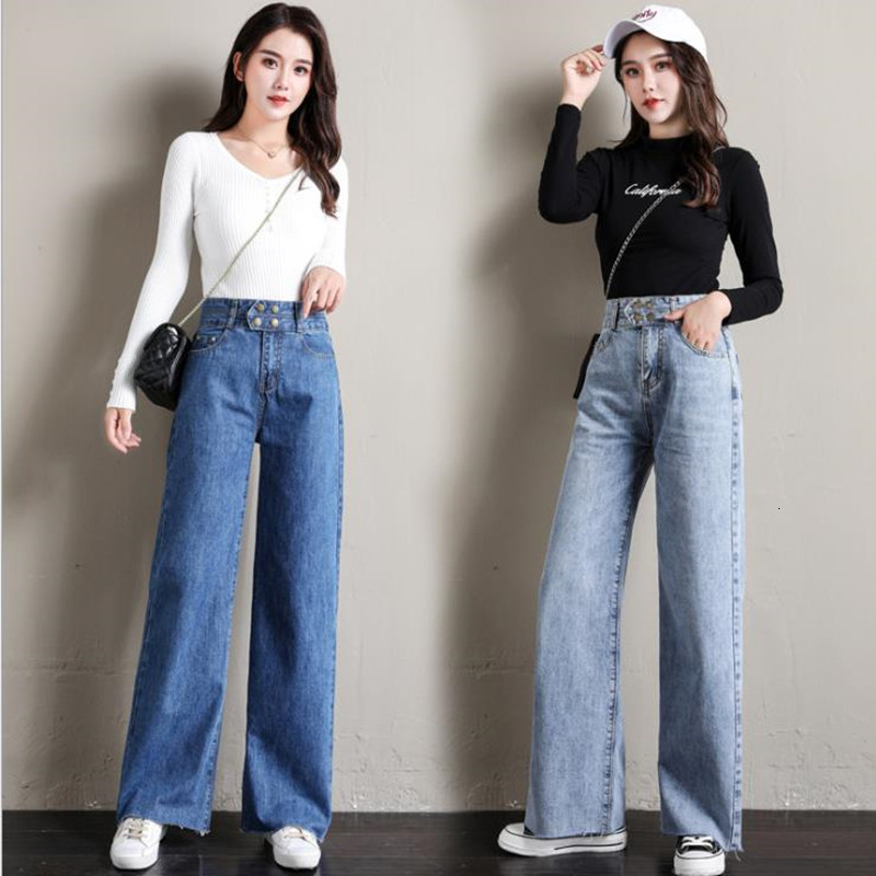

2021 Spring Female Leg Broad Waist Breeches Tube Thin New Style 9rxb, Sky blue.