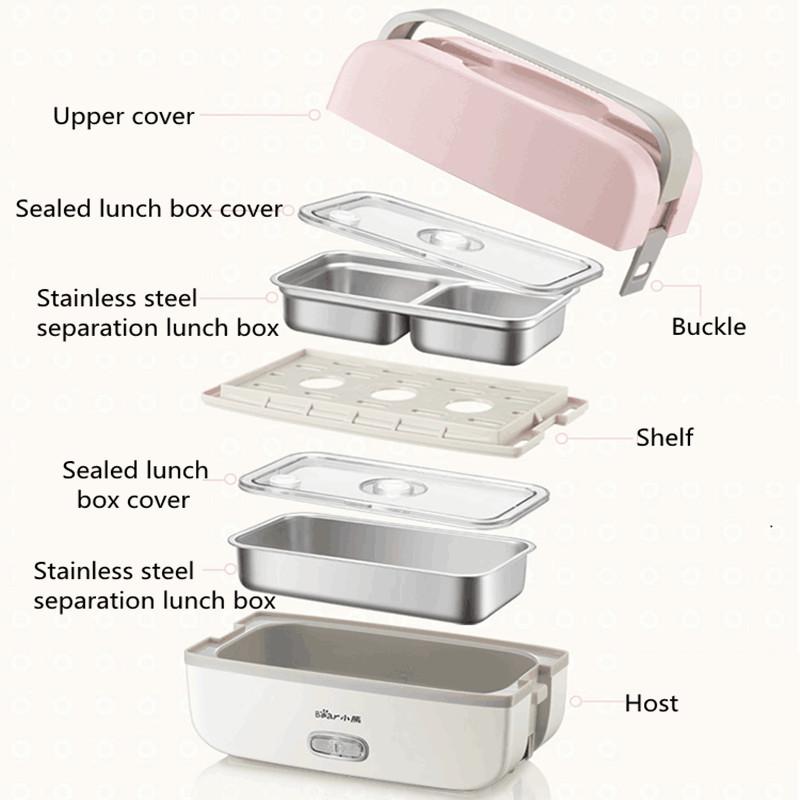 

220V Electric Heating Lunch Box Multifunction Cooking Machine Portable Electric Heating Pot Stainless Steel Inner For Travel