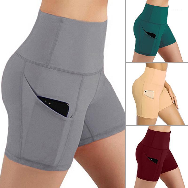 

Yoga Shorts Workout Running Shorts Women Jogging Short Training Elastic Force Running Short With Pockets Sport1, Black