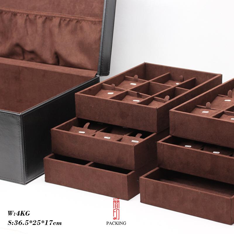 

Black and Brown color Real Leather Jewelry display organizing Box The Exhibitors jewelry box Made by grain Real leather