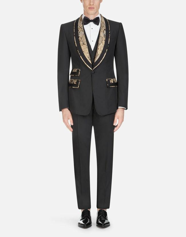 

TPSAADE New Arrival Prom Dinner Tuxedos For Men's Wedding Groom Jacquard Lapel Party 3 Piece Suits (Jacket+Trousers+Vest+Tie, Black