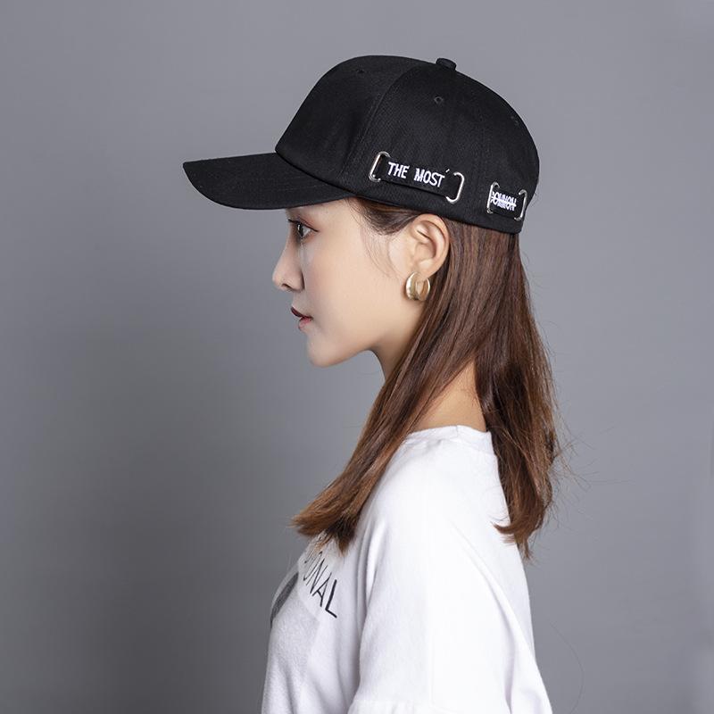

Autumn and winter hat boys and girls creative new light board soft top cap Harajuku punk embroidered letter baseball cap, Jx801 black