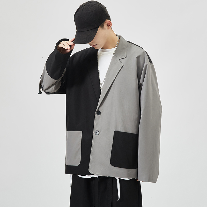 

2021 New Luxury Classic Patchwork Korea Men's Casual Blazers Autumn Spring Fashion Brand Long Suit 139y, Xf02 i