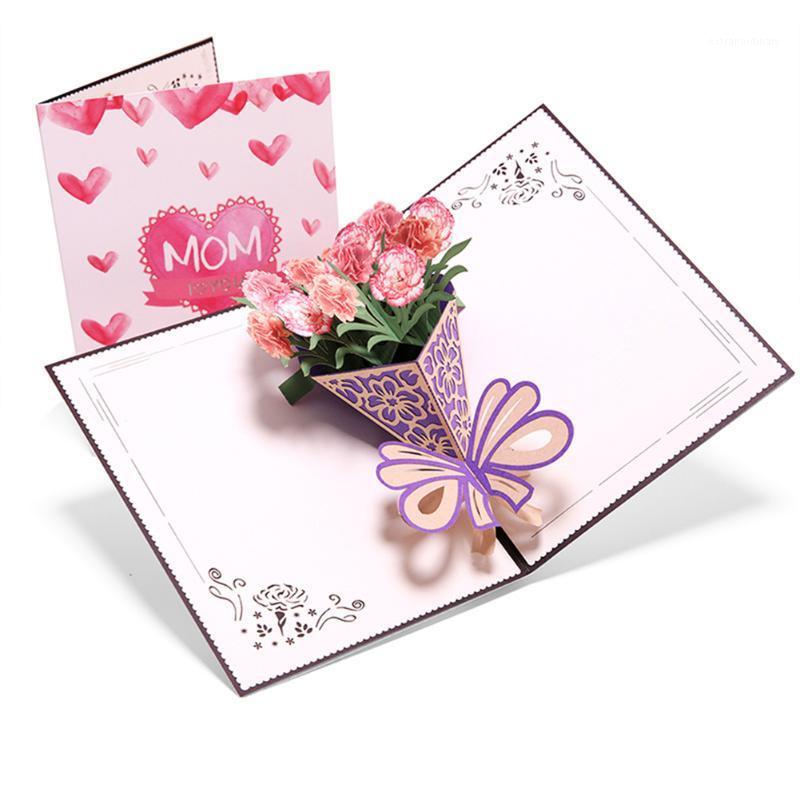 

3D Up Cards Mothers Day Gifts Card I Love Mom Carnation Flowers Bouquet Greeting Cards for Mother Birthday Card1